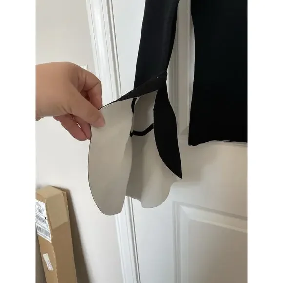 Anthropologie Milly NYC Black Knit Sweater Top Chic French Dramatic Sleeve Med - Picture 8 of 14